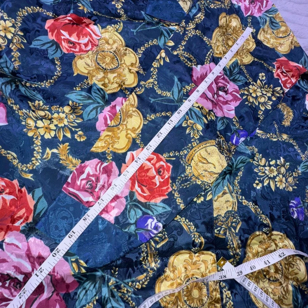 Vintage Victoria's Secret Gold Label Floral Satin Sleep Shirt Nightgown Robe M/L